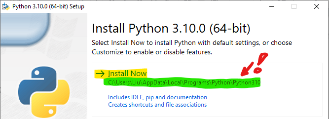 'A screenshot of the Python PATH.'