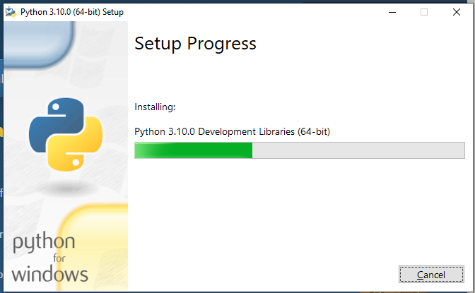 'A screenshot of the setup progress.'